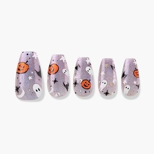 Finger Suit Halloween Trick Or Treat Coffin Shaped Press-on Nails